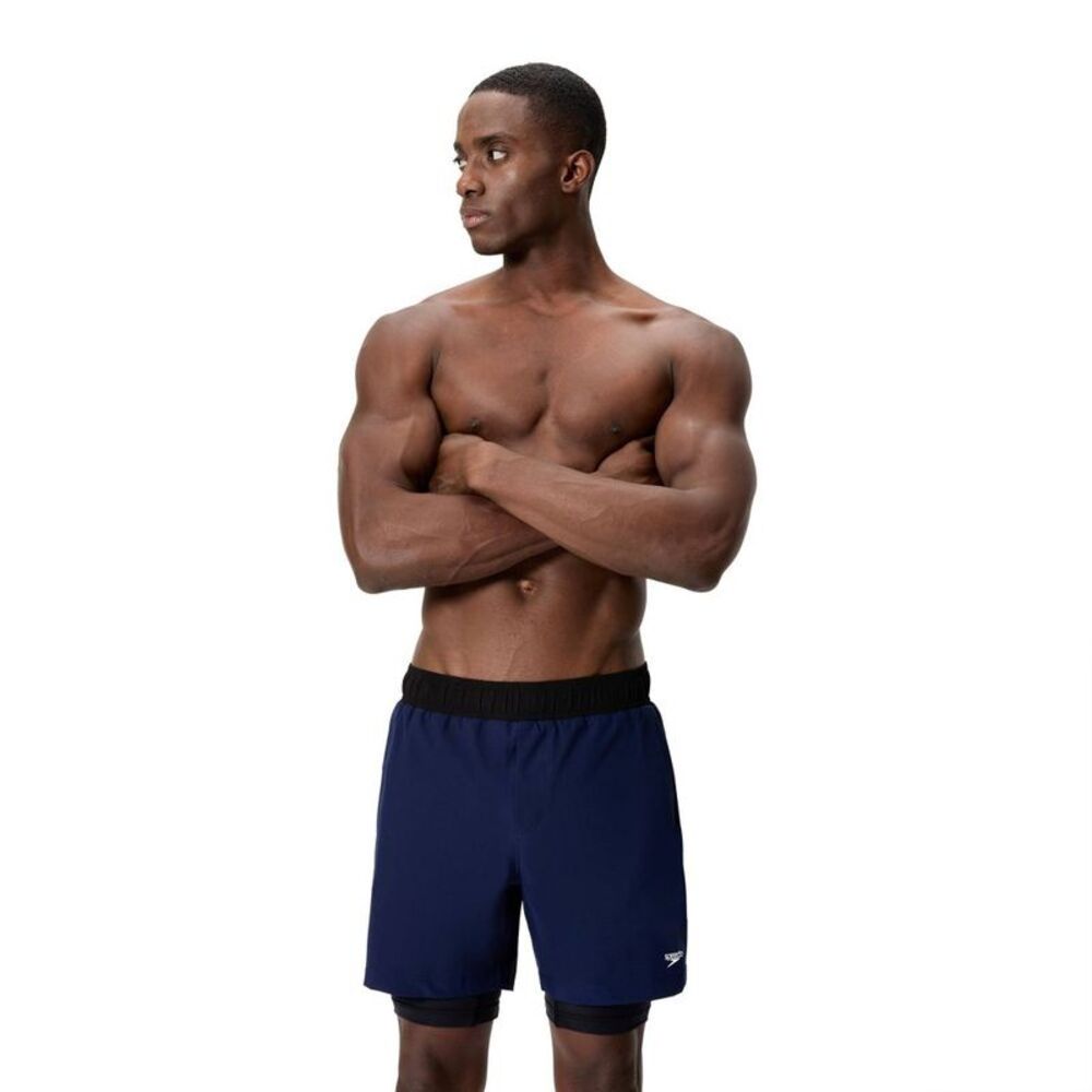 Men's 5.5" Performance Volley Compression Liner Swim Trunks - Navy Blue XL